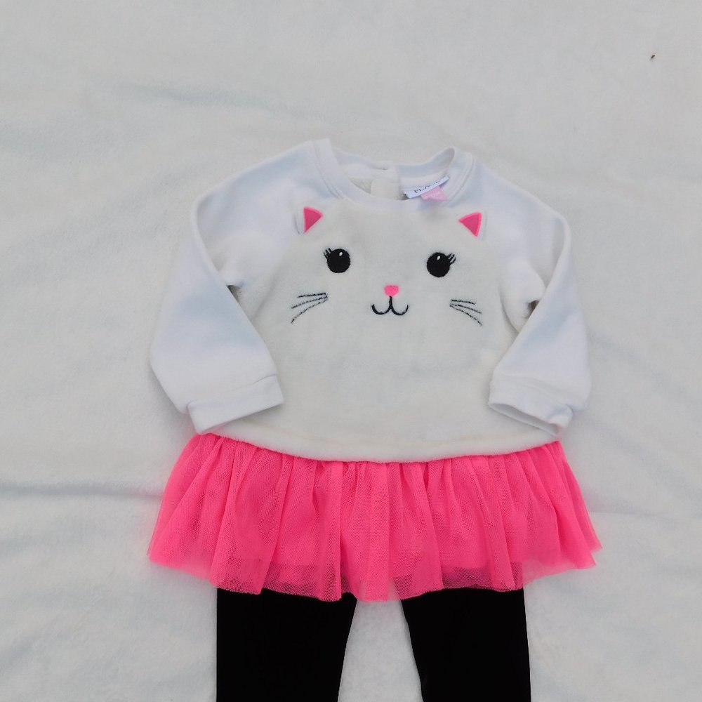 Bundle of Place 9-12m plush cat top with tulle skirt & H&M 9-12m velvet pants - Picture 2 of 5